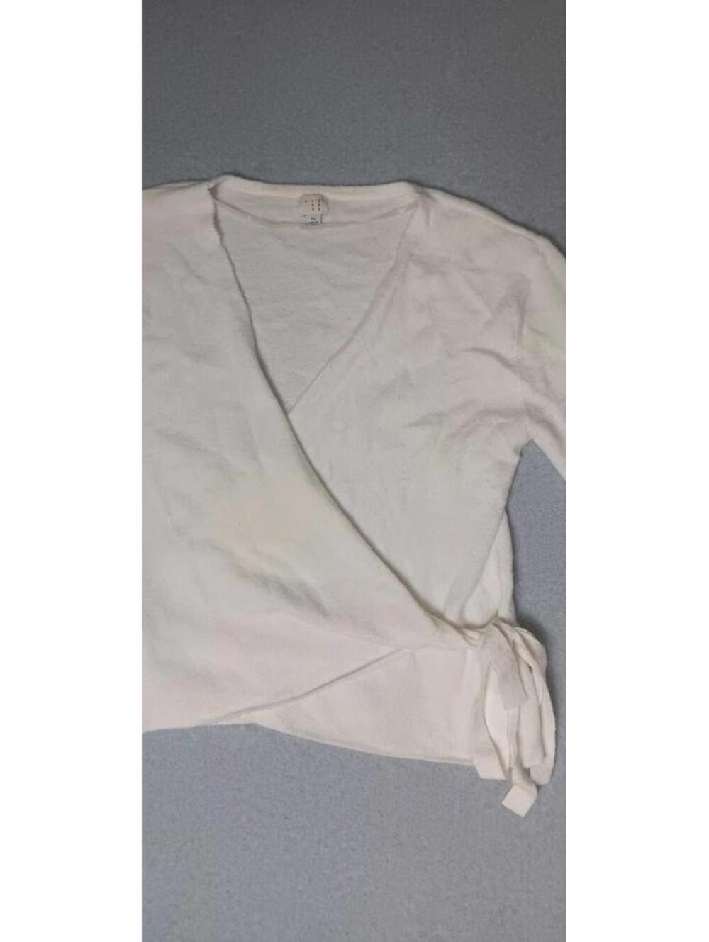 A New Day Wool Blend Bishop Sleeve Wrap Sweater Womens Size XL White Soft - Picture 7 of 10